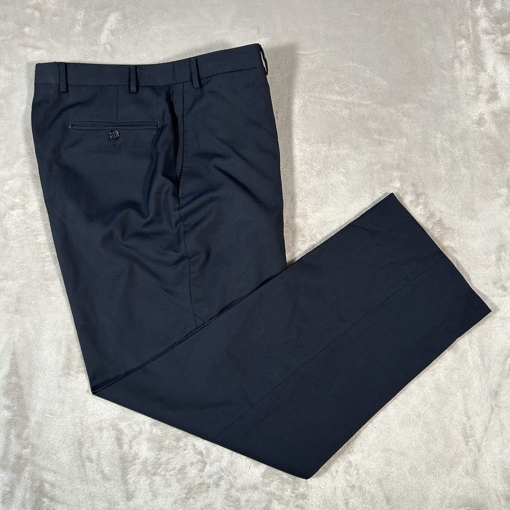 CANALI Pants Trousers Men 36 Blue Textured Davelle 100% Wool Made In Italy EUC